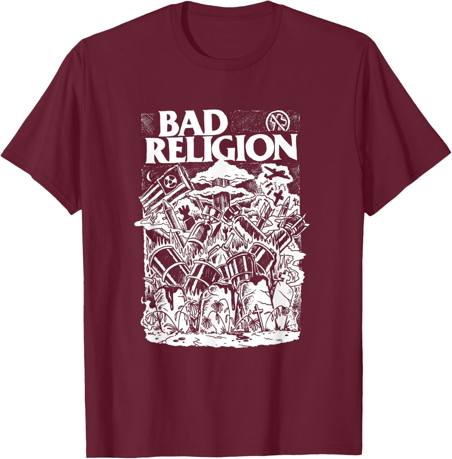 Bad Religion - Official Merchandise - Wasteland T-Shirt - T-Shirt | Maroon