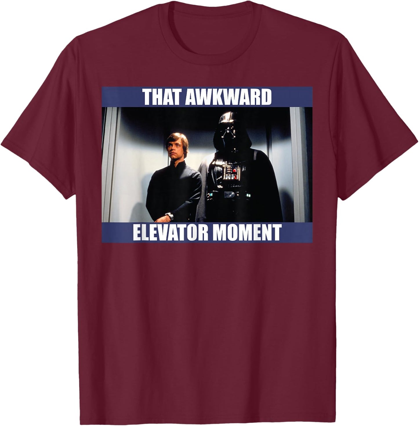 Star Wars Darth Vader & Luke That Awkward Elevator Moment T-Shirt - T-Shirt | Maroon