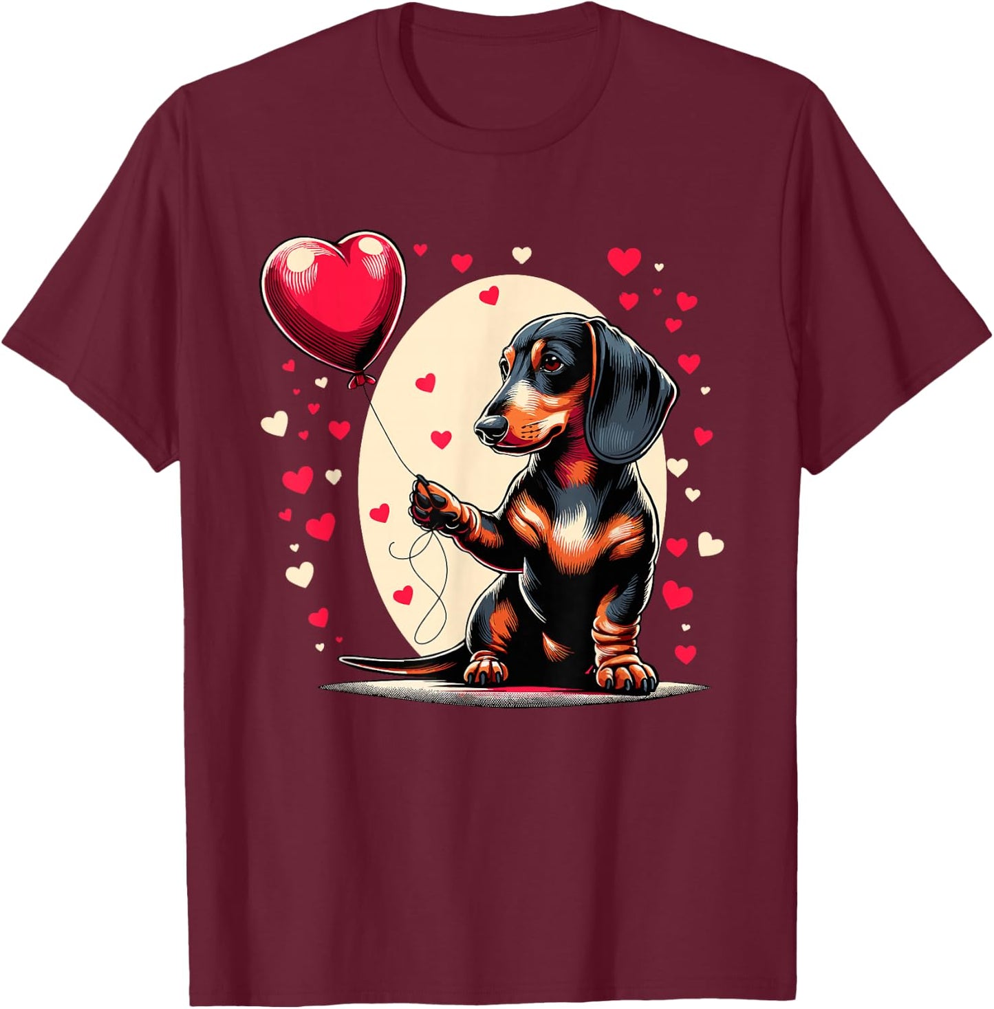 Dachshund Dog Valentine's Day Dog Owner Valentine T-Shirt - T-Shirt | Maroon
