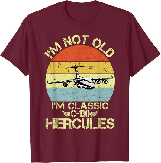 C-130 Hercules American USA Military Airplane T-Shirt - T-Shirt | Maroon