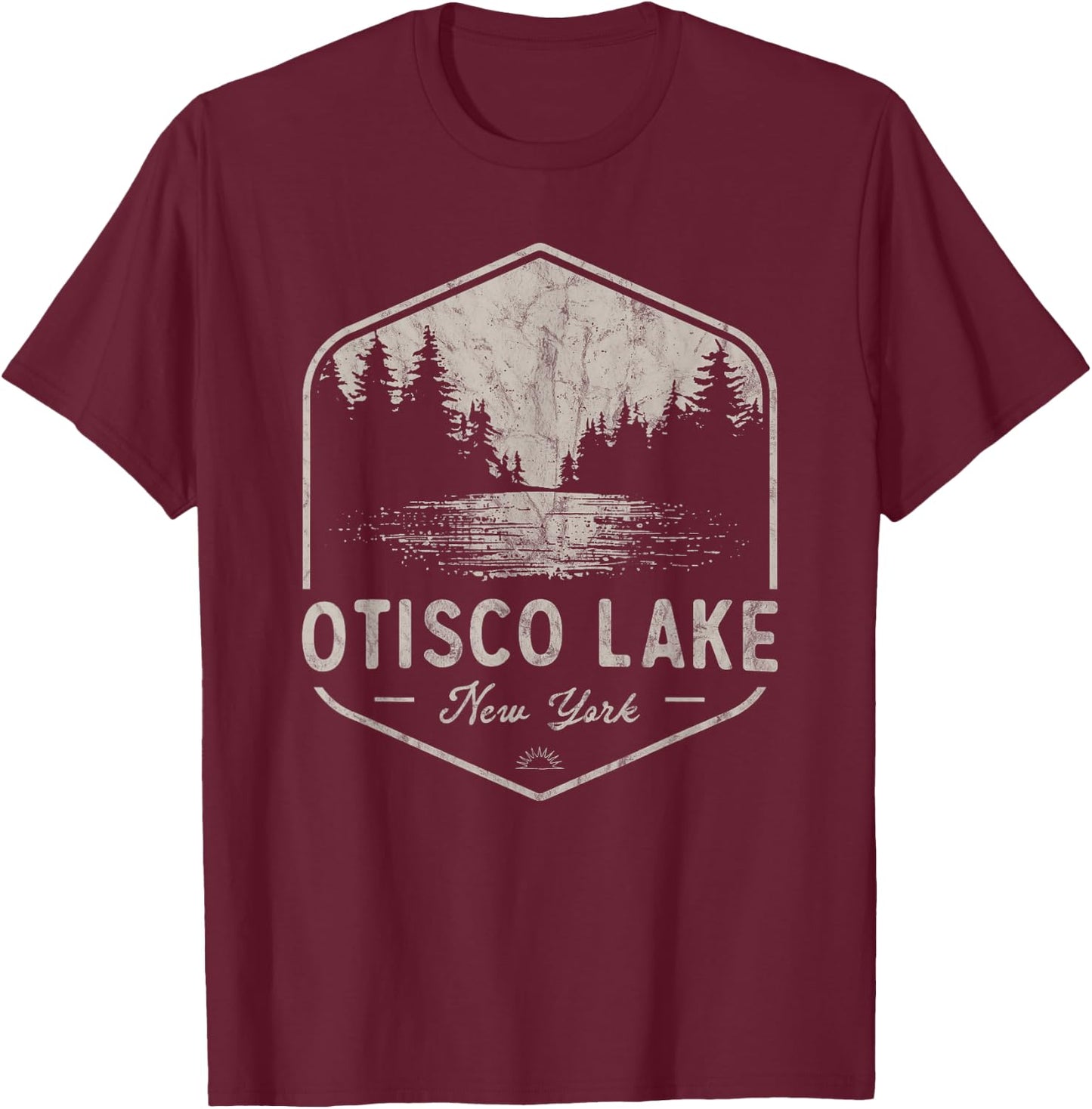 Otisco Lake New York Outdoors Vintage T-Shirt - T-Shirt | Maroon