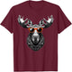 Cool Moose Wearing Sunglasses Graphic Art T-Shirt - T-Shirt | Maroon