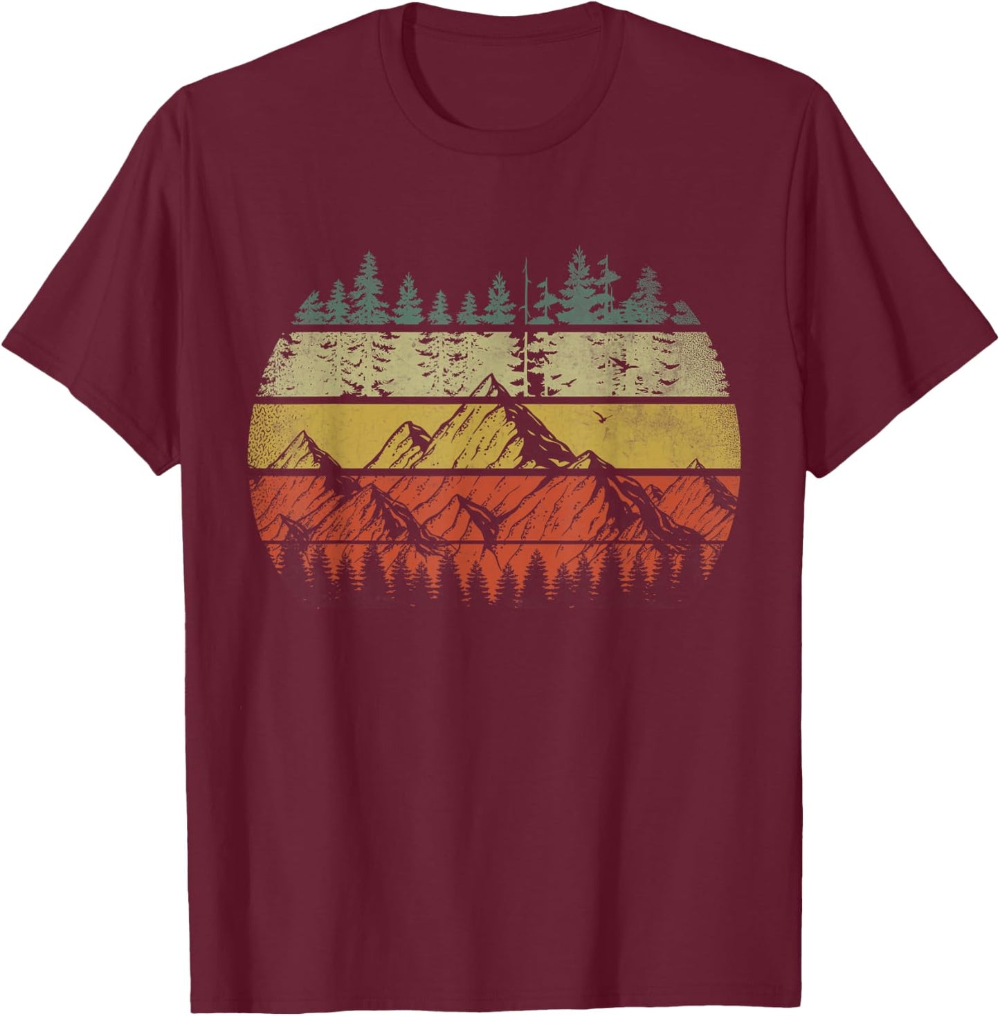 Wildlife Trees Outdoors Nature Retro Forest T-Shirt - T-Shirt | Maroon