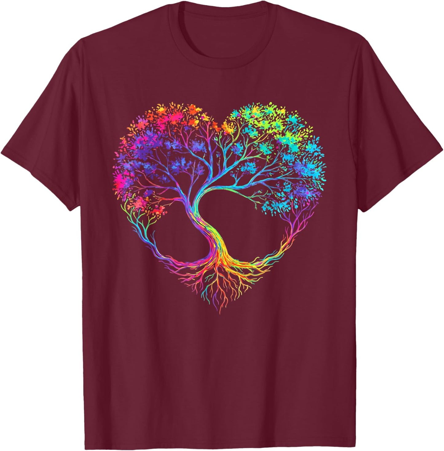 Rainbow LGBTQ Tree Gay Pride Ally Lesbian Men Women Kids T-Shirt - T-Shirt | Maroon