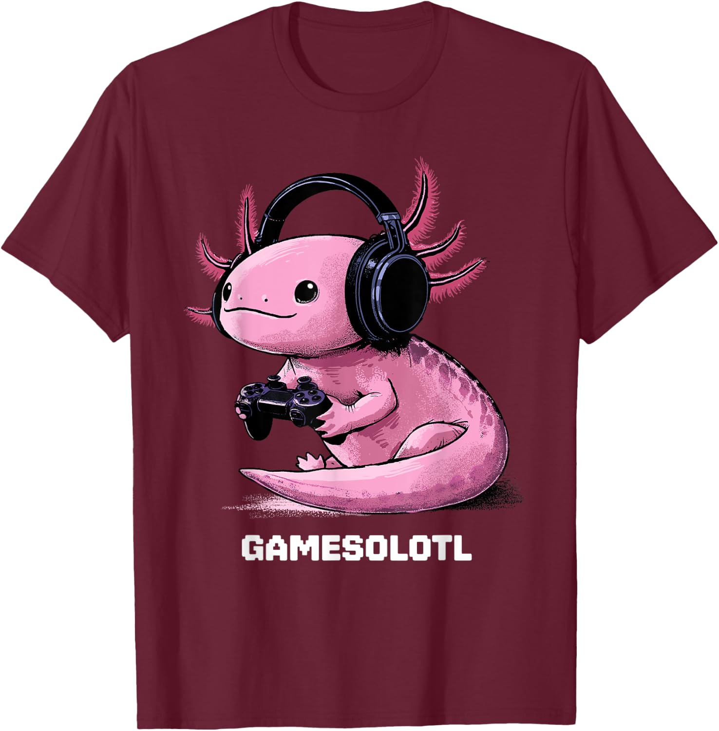 Gamer Axolotl Shirt Kids Gamesolotl Fish Gaming Video Gamer T-Shirt - T-Shirt | Maroon