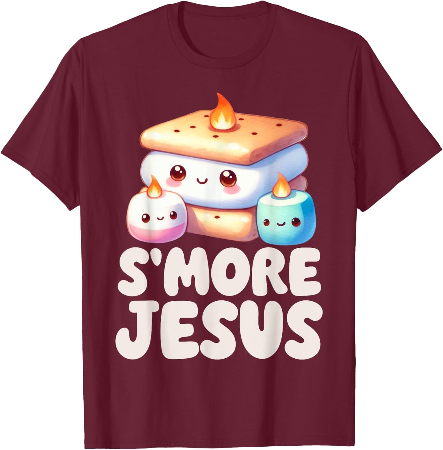 Smore Jesus Kawaii S'more Christian Funny Pun Religious T-Shirt - T-Shirt | Maroon