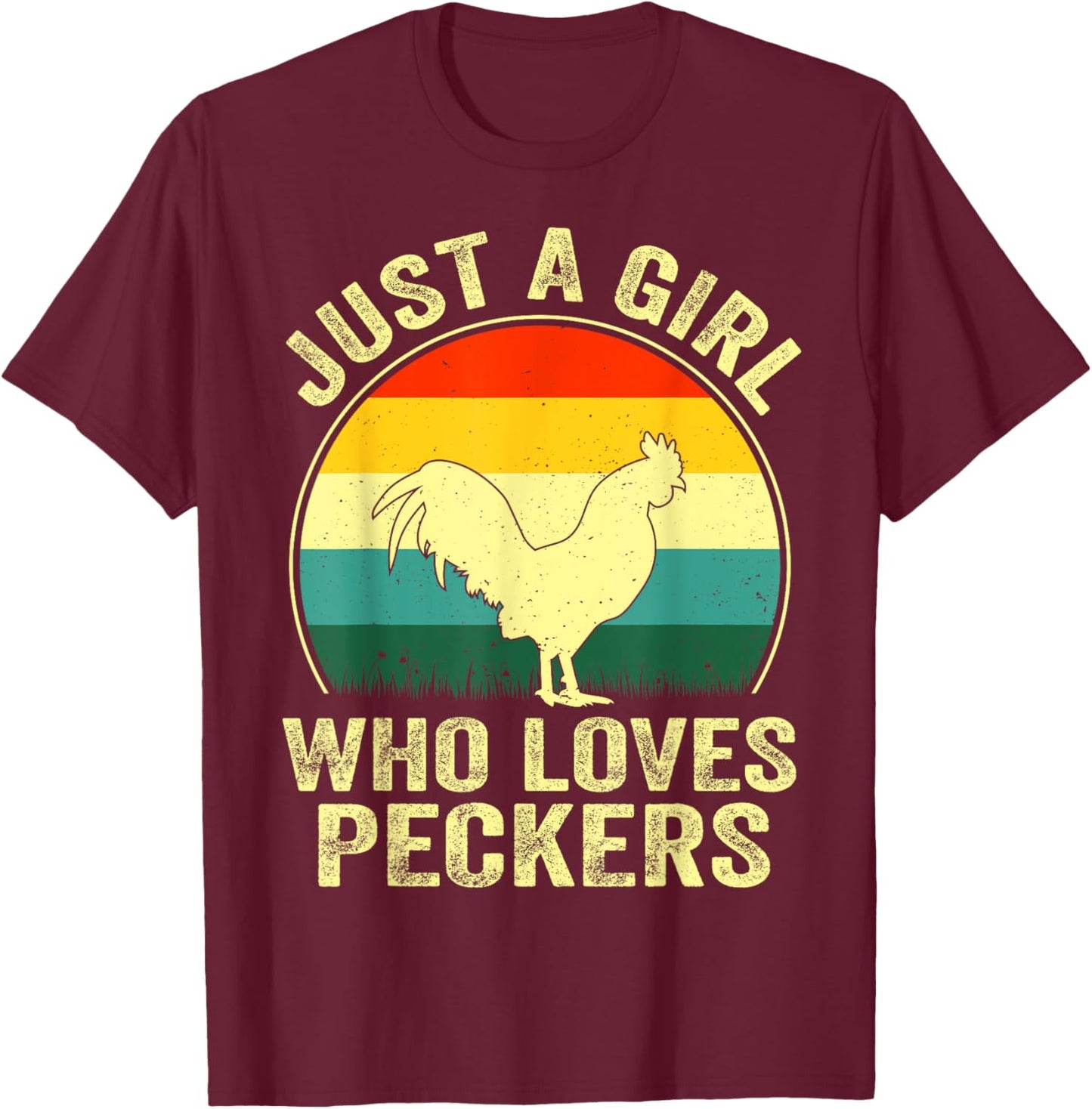 Funny Chicken Owner Farmer Girl Vintage Retro Chicken Lover T-Shirt - T-Shirt | Maroon