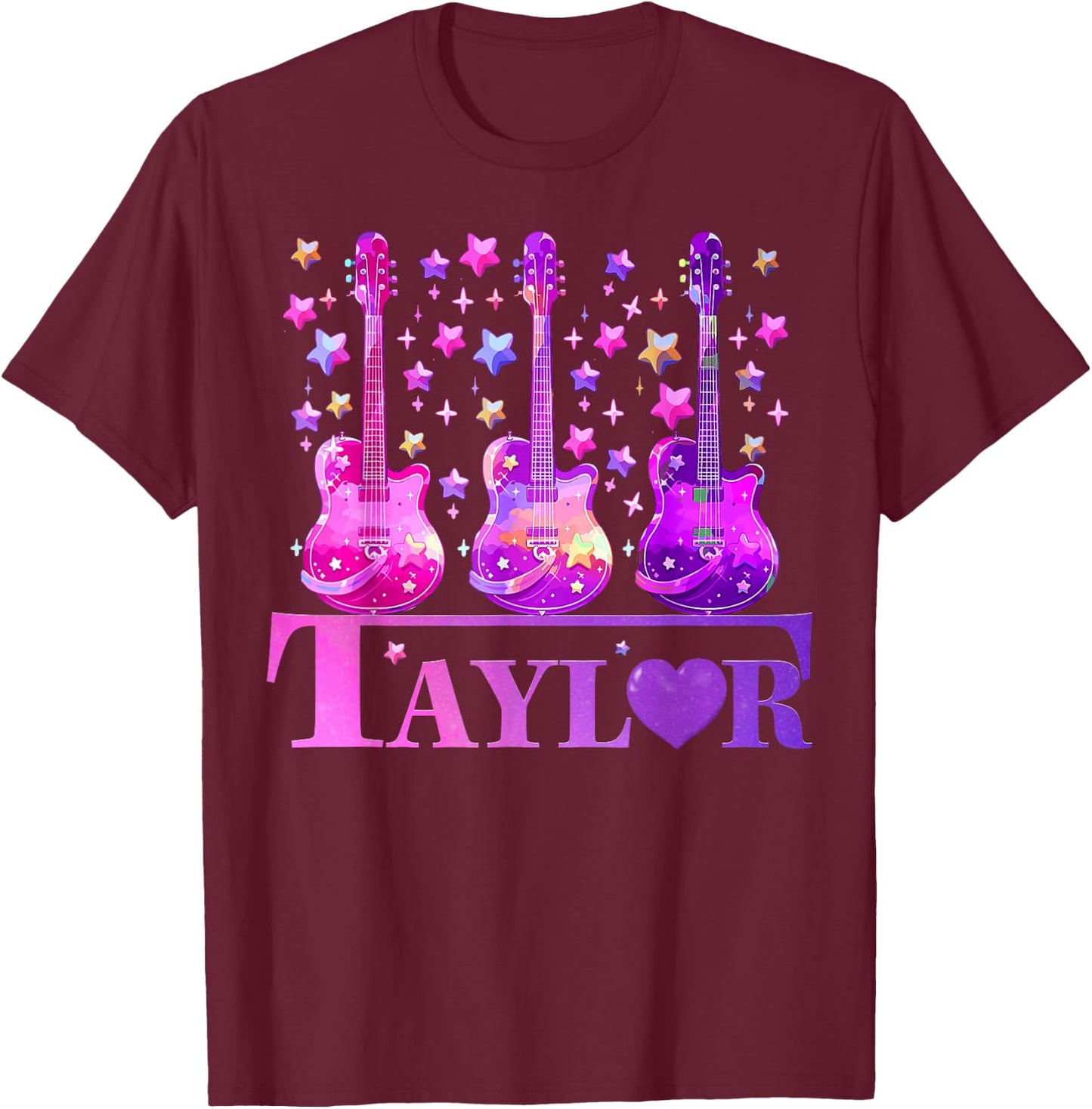 Women Girl Retro Taylor First Name Personalized Groovy 80's T-Shirt - T-Shirt | Maroon