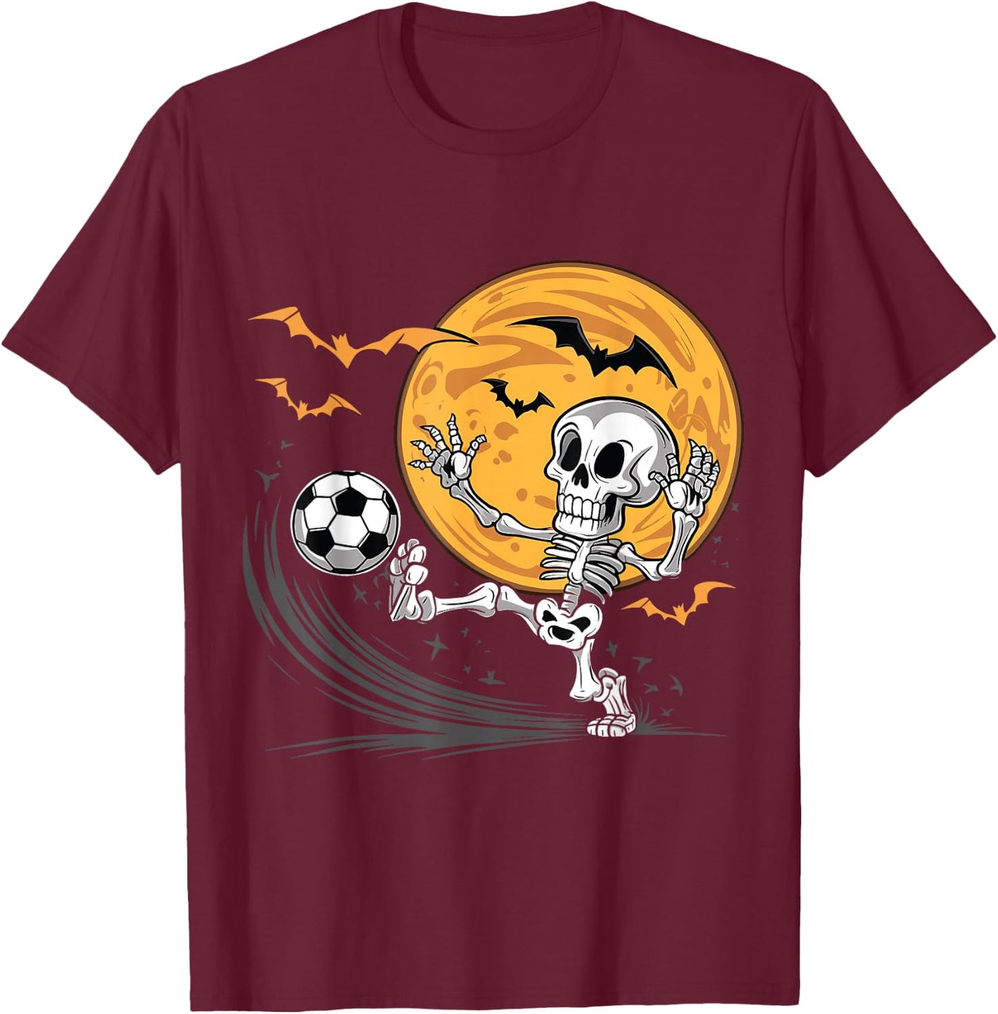 Soccer Skeleton Halloween Men Boys Soccer Player Halloween T-Shirt - T-Shirt | Maroon