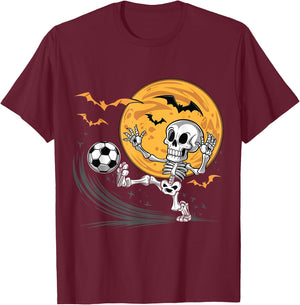 Soccer Skeleton Halloween Men Boys Soccer Player Halloween T-Shirt - T-Shirt | Maroon