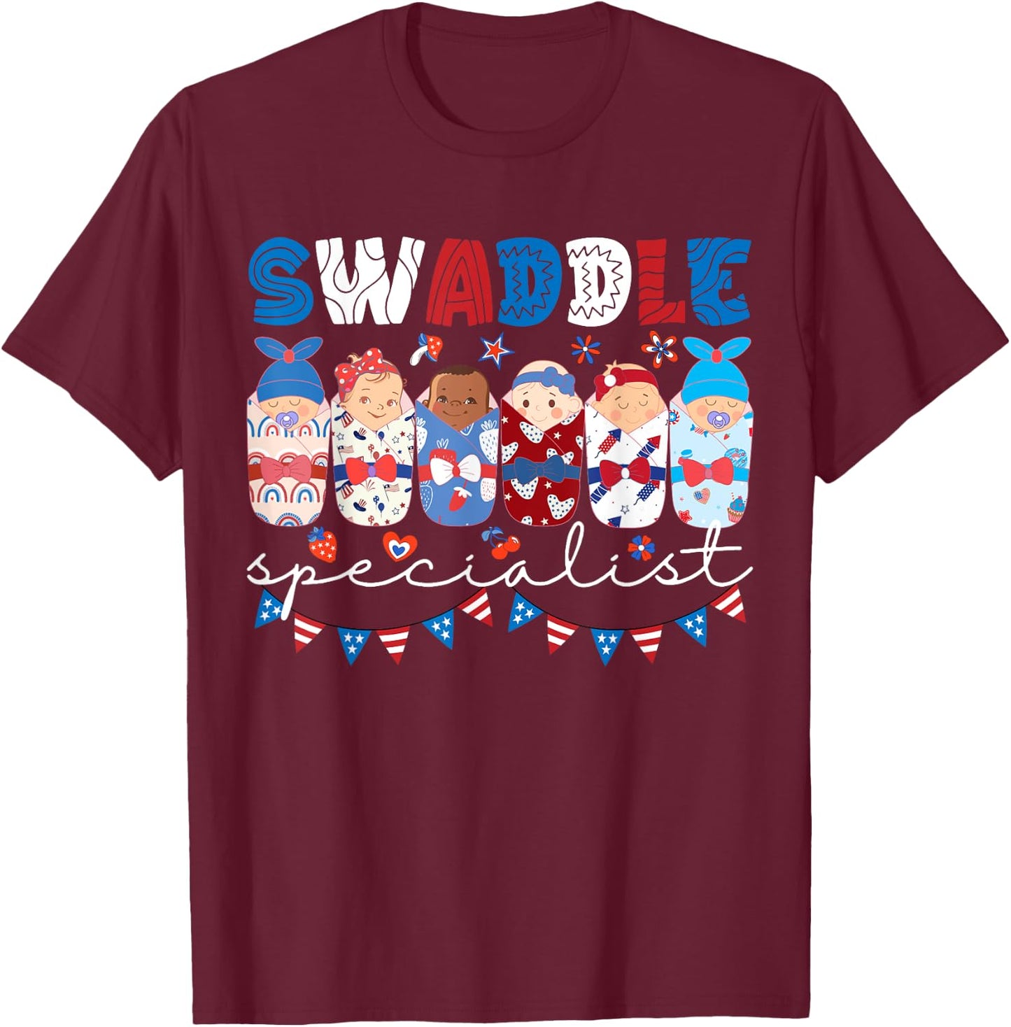 Swaddle Specialist NICU Mother Baby Nurse 4th Of July USA Men T-Shirt - T-Shirt | Maroon