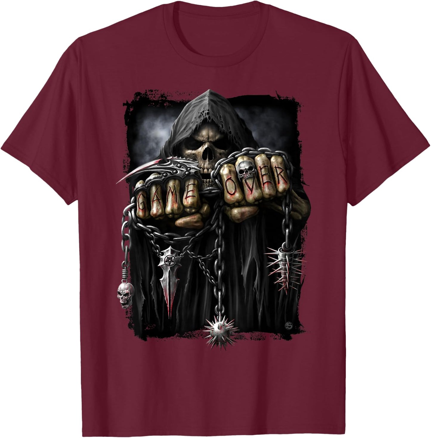 Spiral Original - Game Over - Gothic Reaper T-Shirt - T-Shirt | Maroon