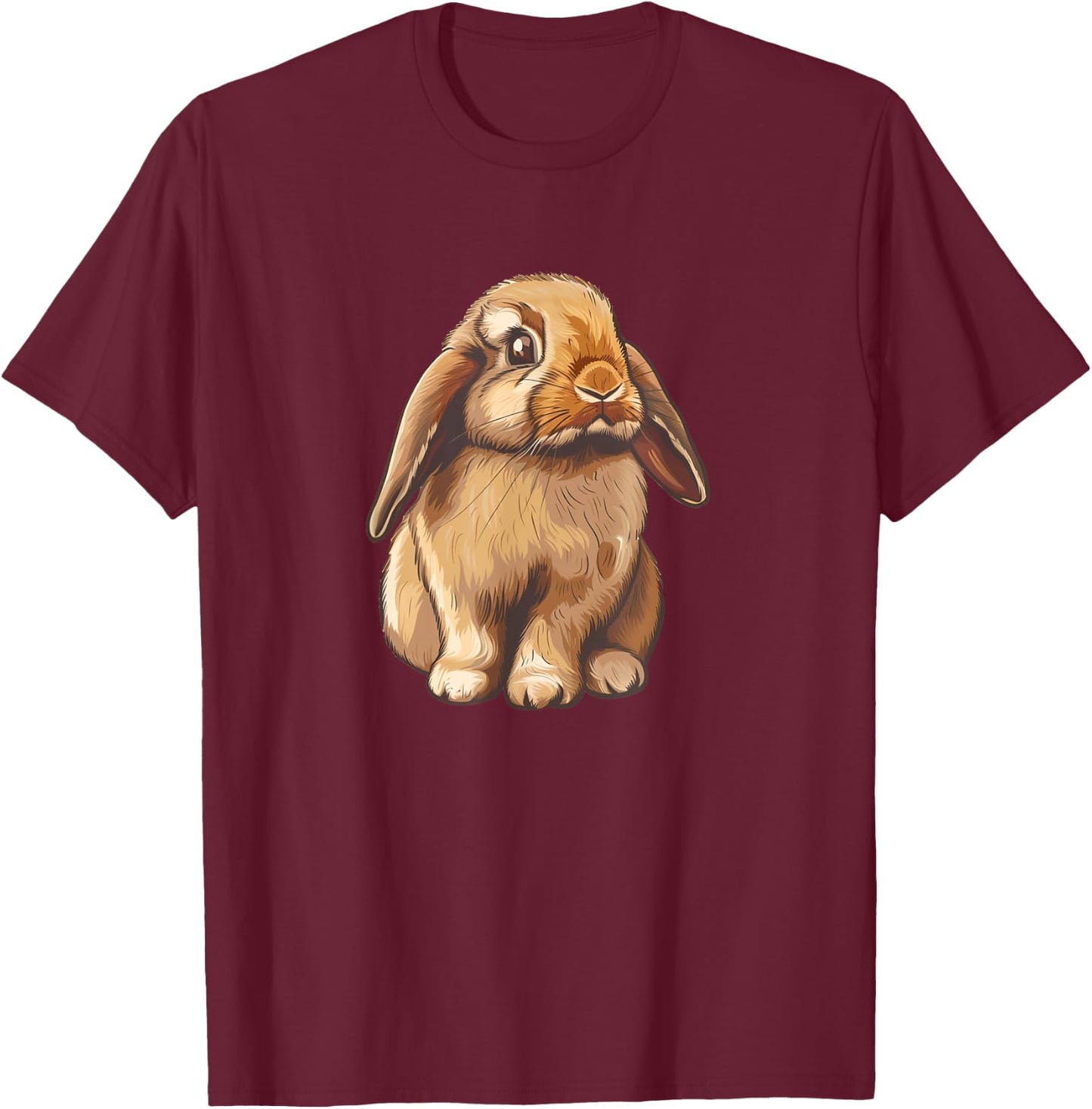 Art Illustration Mini Holland Lop Bunny Rabbit Lover T-Shirt - T-Shirt | Maroon