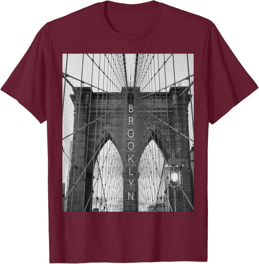 New York City Brooklyn Bridge Small T-Shirt - T-Shirt | Maroon