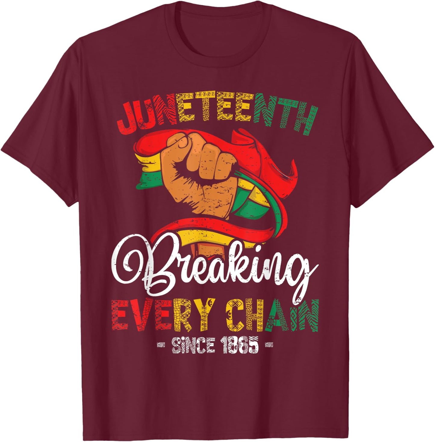Juneteenth African American Freedom 1865 Women Men T-Shirt - T-Shirt | Maroon
