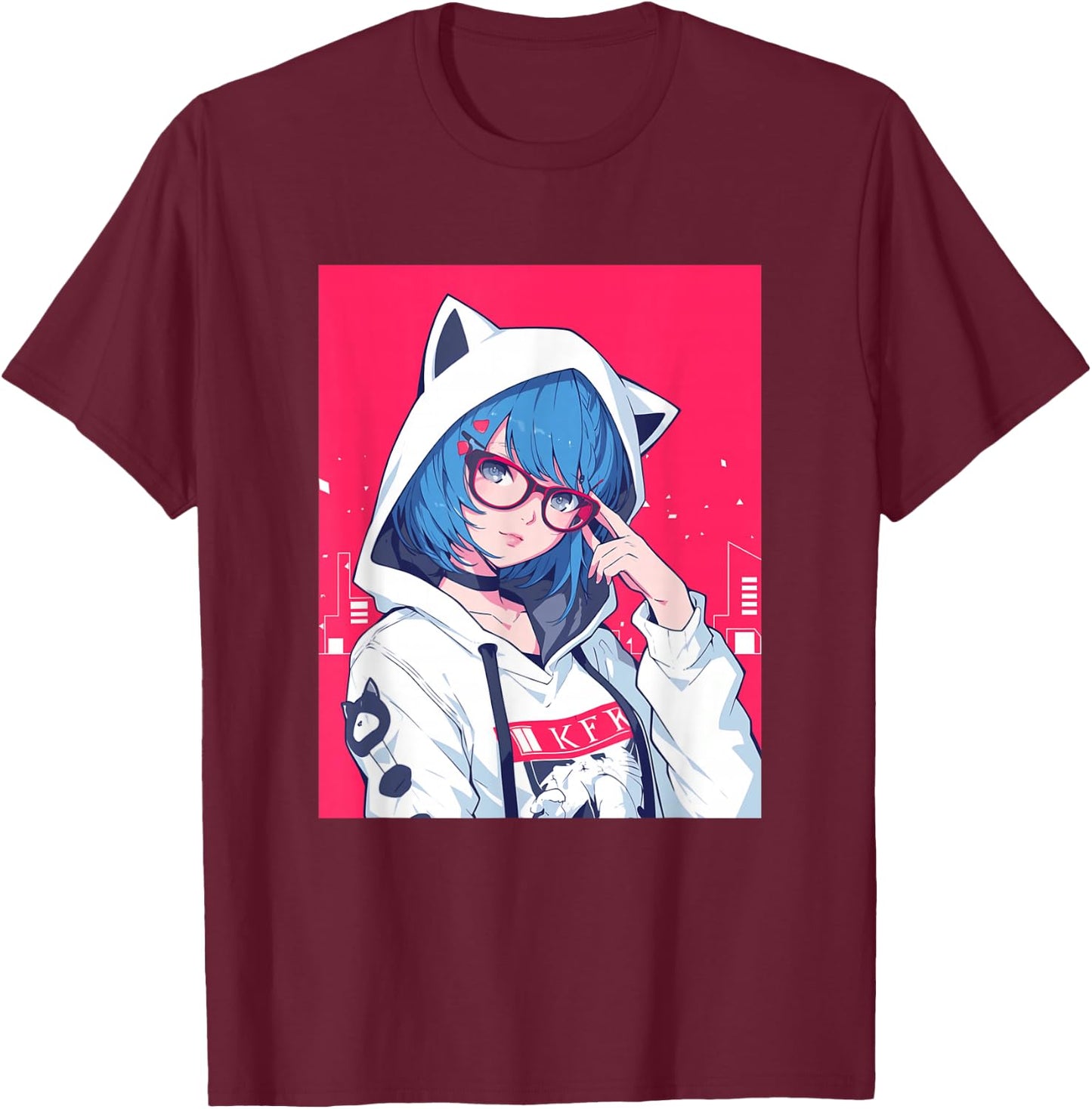 Anime Girl T-Shirt - T-Shirt | Maroon