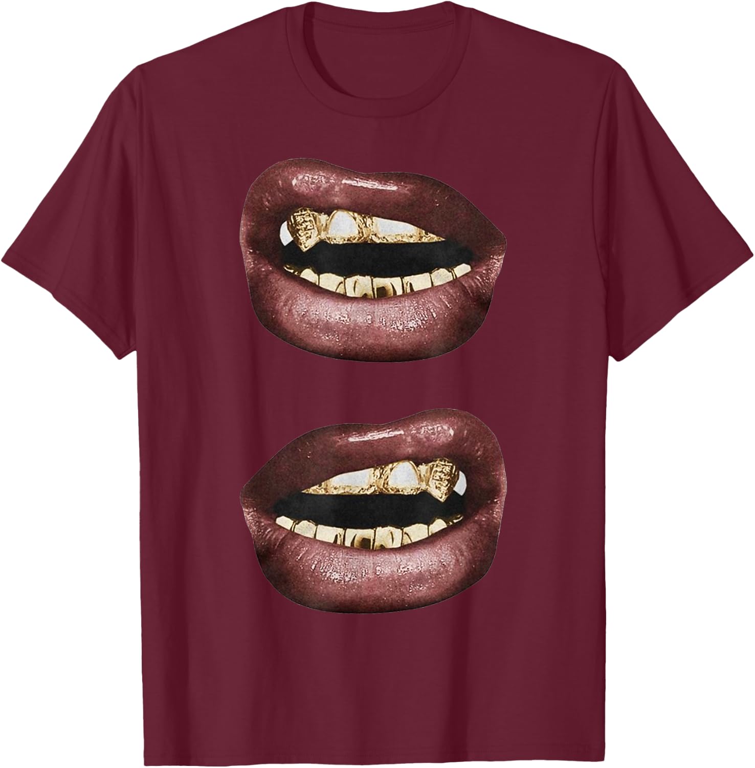 Grillz Jewelry Grills Fashion Mouth Nails Y2KK Lips T-Shirt - T-Shirt | Maroon
