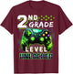Back to School 2nd Grade Boys Gamer First Day School Level T-Shirt - T-Shirt | Maroon