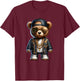 Stylish Bear with Golden Chains T-Shirt - T-Shirt | Maroon