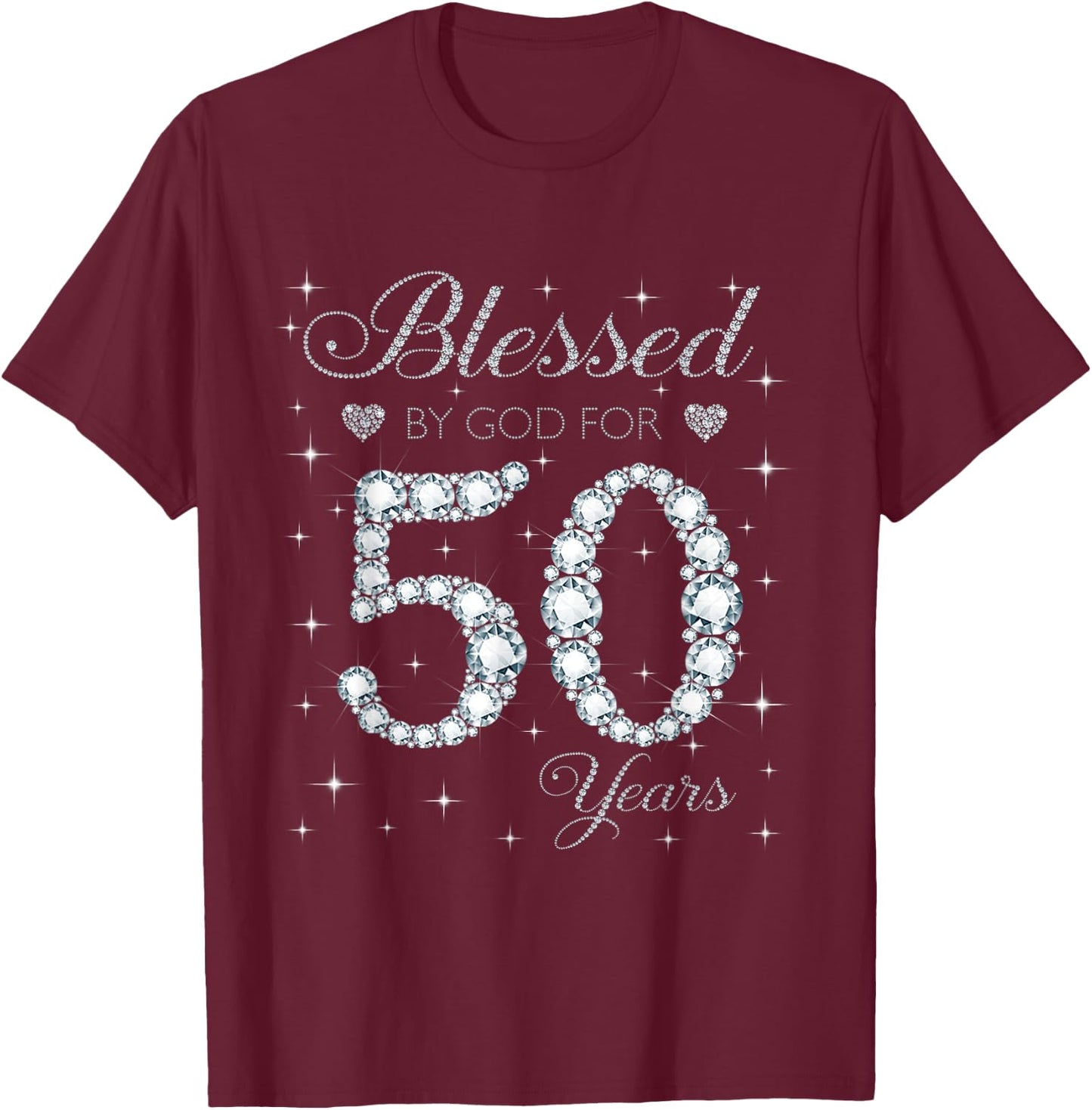 Blessed by God For 50 Years Old 50th Birthday Gift T-Shirt - T-Shirt | Maroon