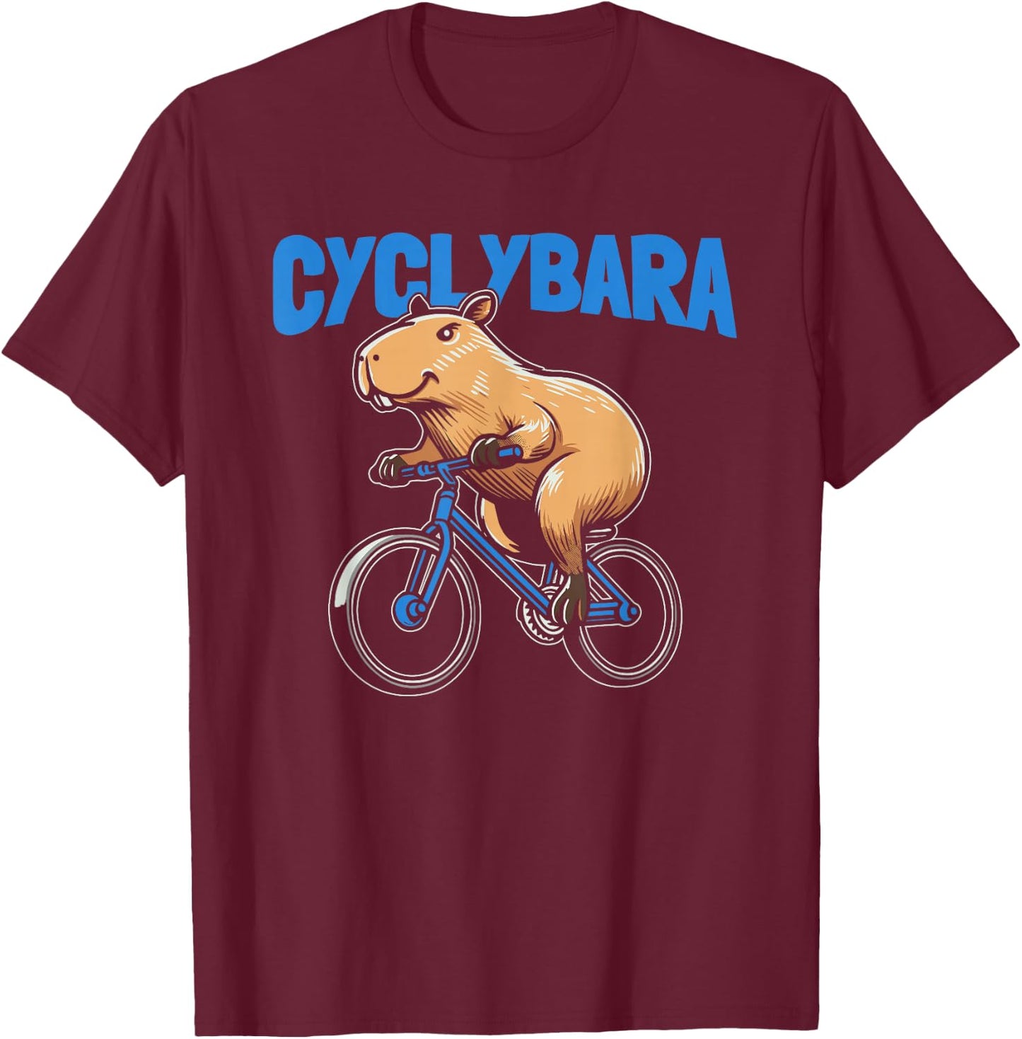 Capybara Cyclist Bicycle Bike Cycle - Cycling Cyclybara T-Shirt - T-Shirt | Maroon