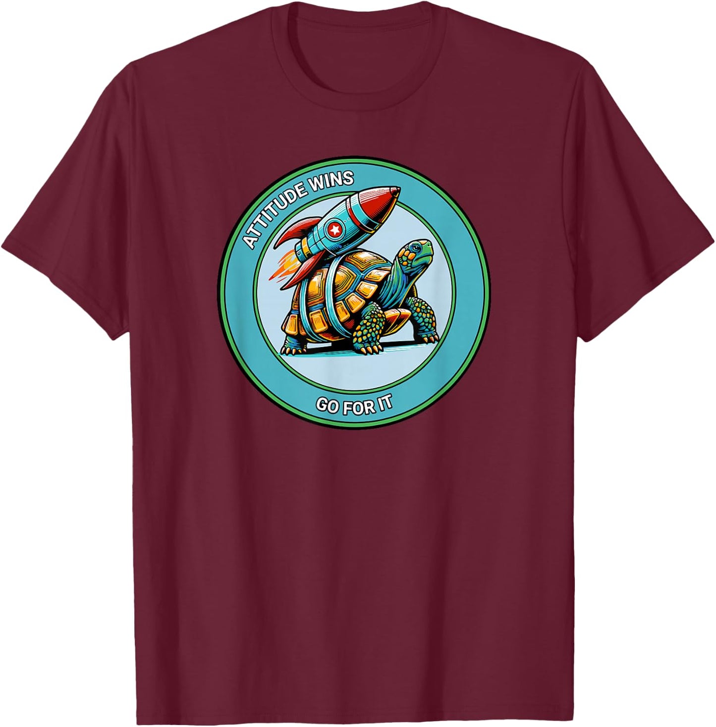 Attitude Wins Positive Motivational Statement from Turtle T-Shirt - T-Shirt | Maroon
