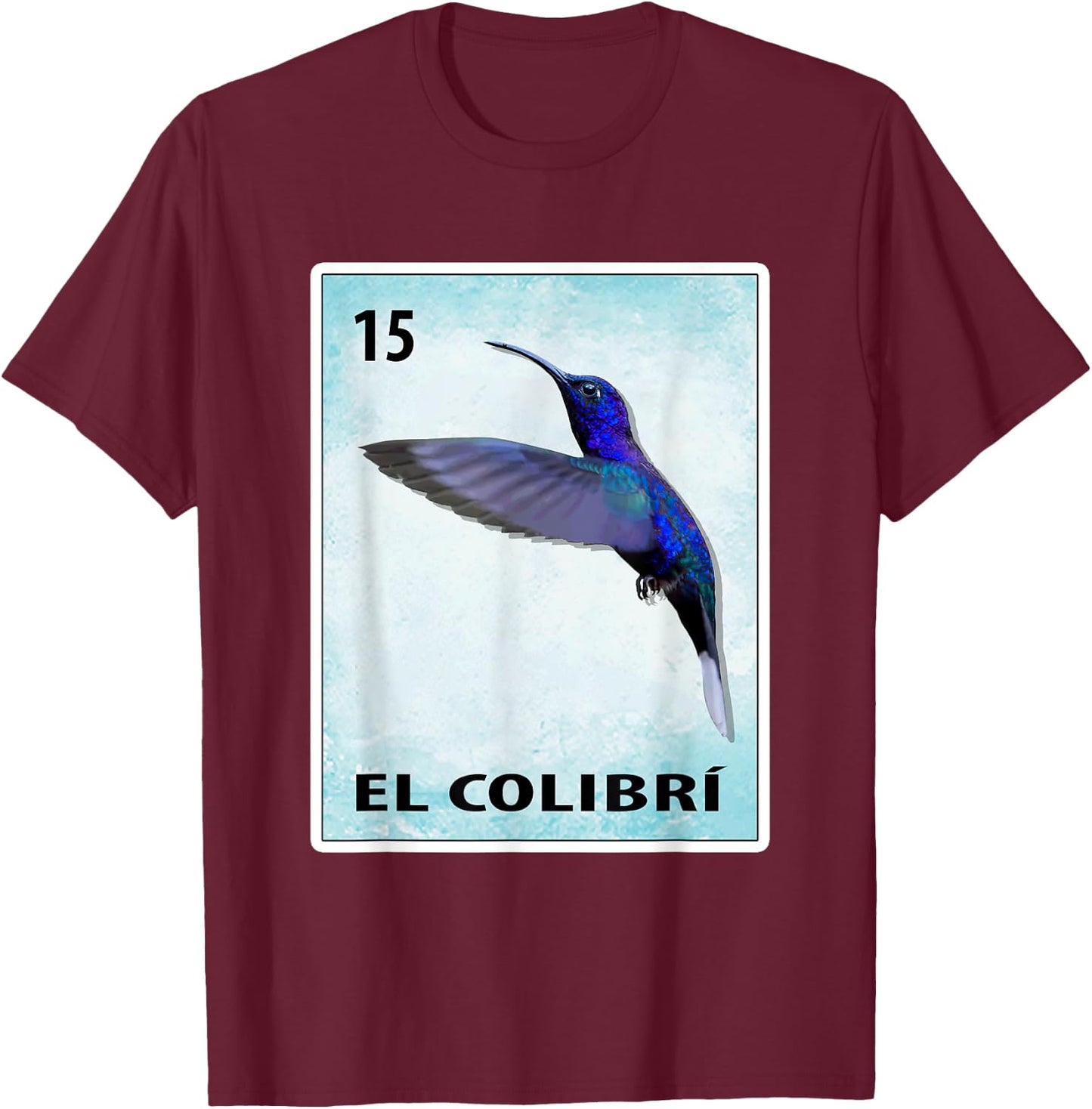 El Colibri Mexican Hummingbird Cards T-Shirt - T-Shirt | Maroon