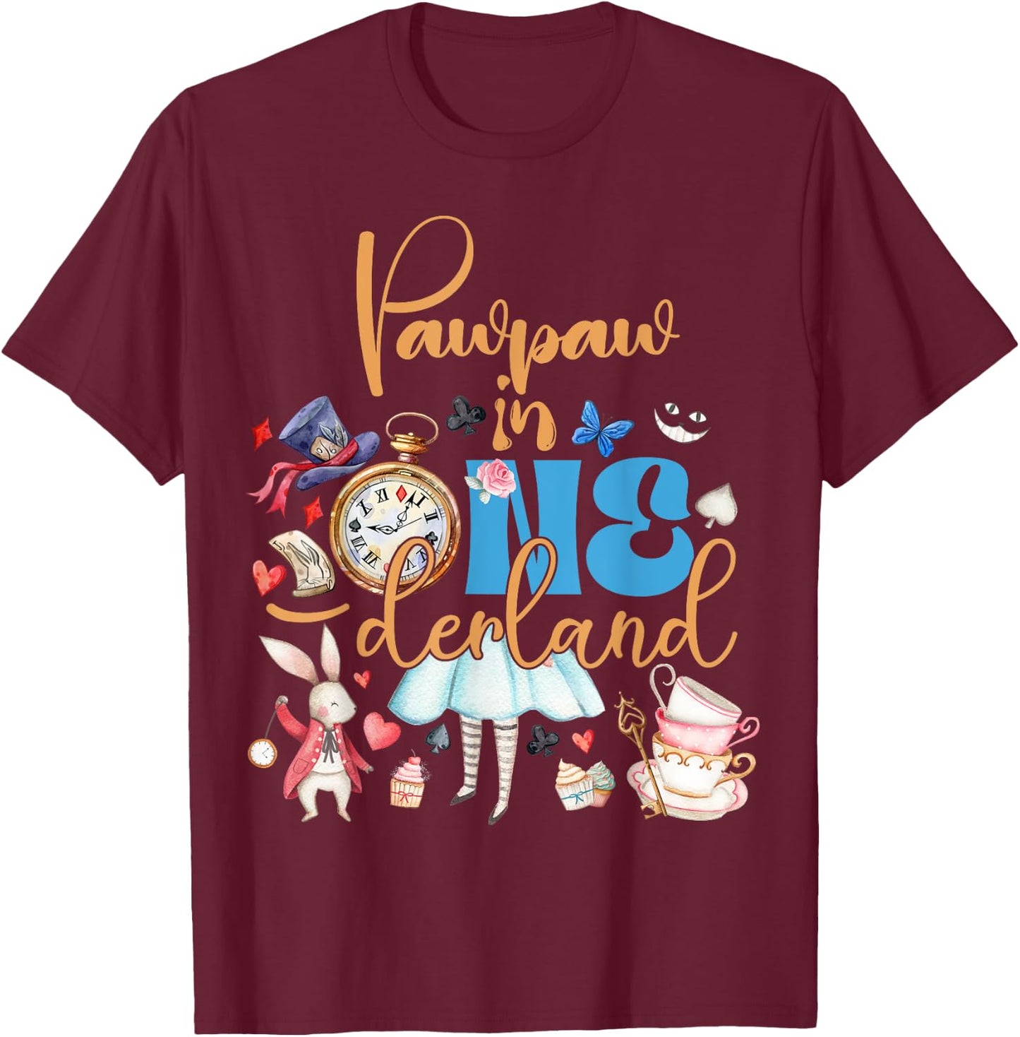 Alice Pawpaw in ONEderland Birthday Family T-Shirt - T-Shirt | Maroon