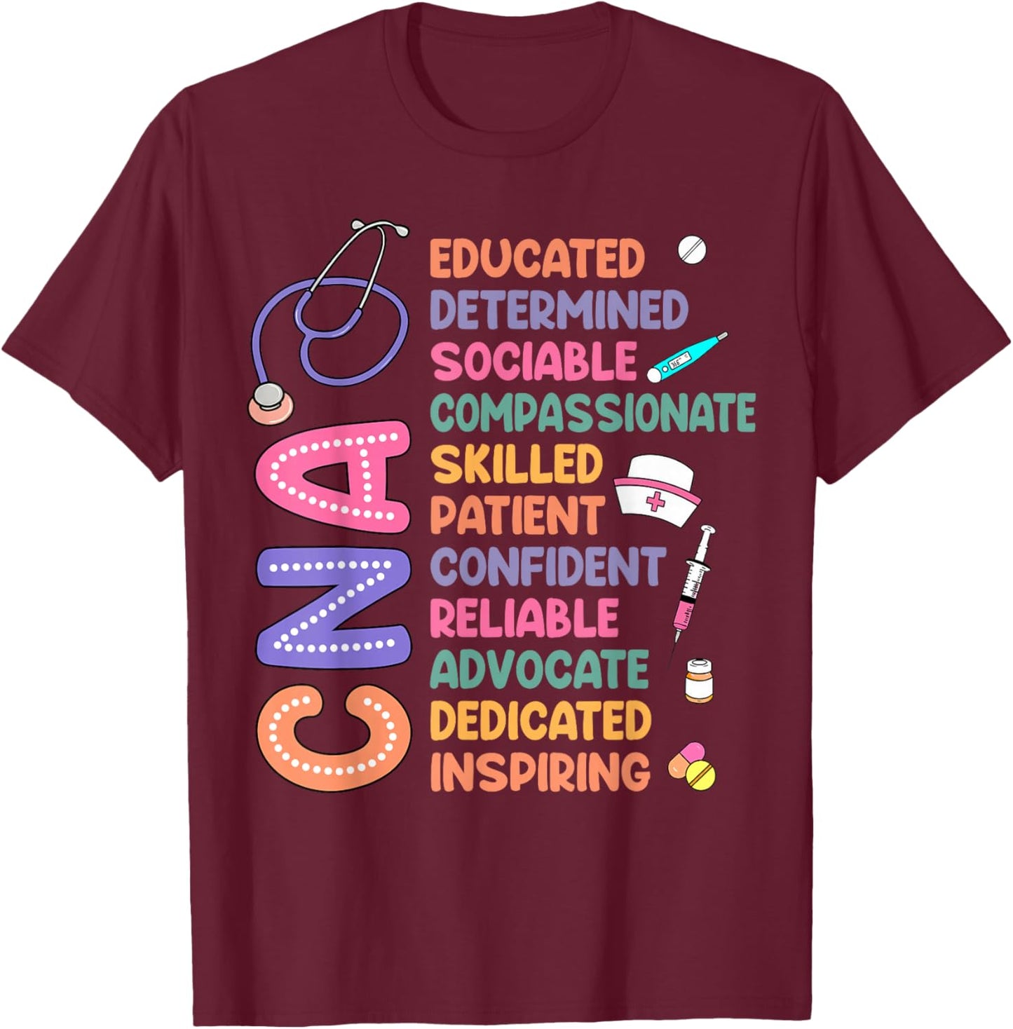 Groovy Nursing CNA Nurse Week Certified Nursing Assistant T-Shirt - T-Shirt | Maroon