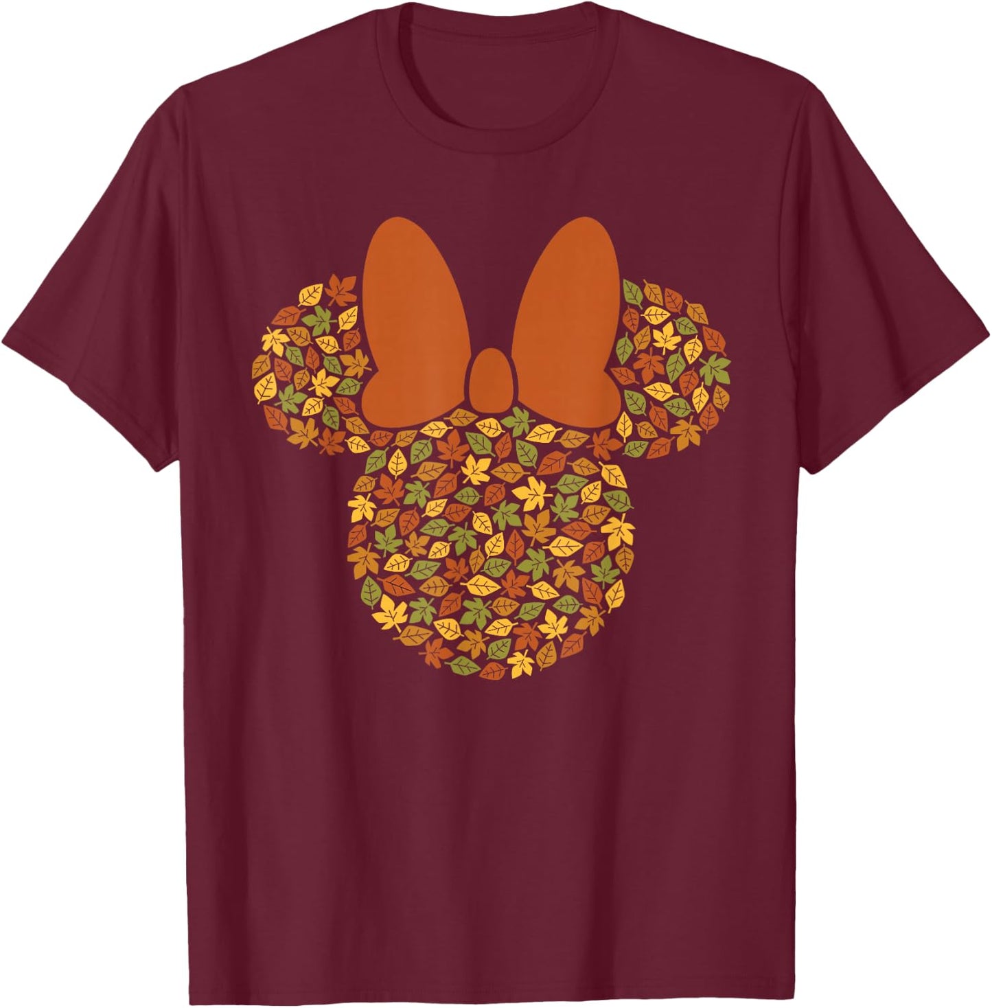 Disney Minnie Mouse Icon Autumn Fall Leaves T-Shirt - T-Shirt | Maroon
