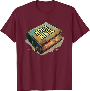 Cool Holy Bible Book Costume for Man and Woman T-Shirt - T-Shirt | Maroon