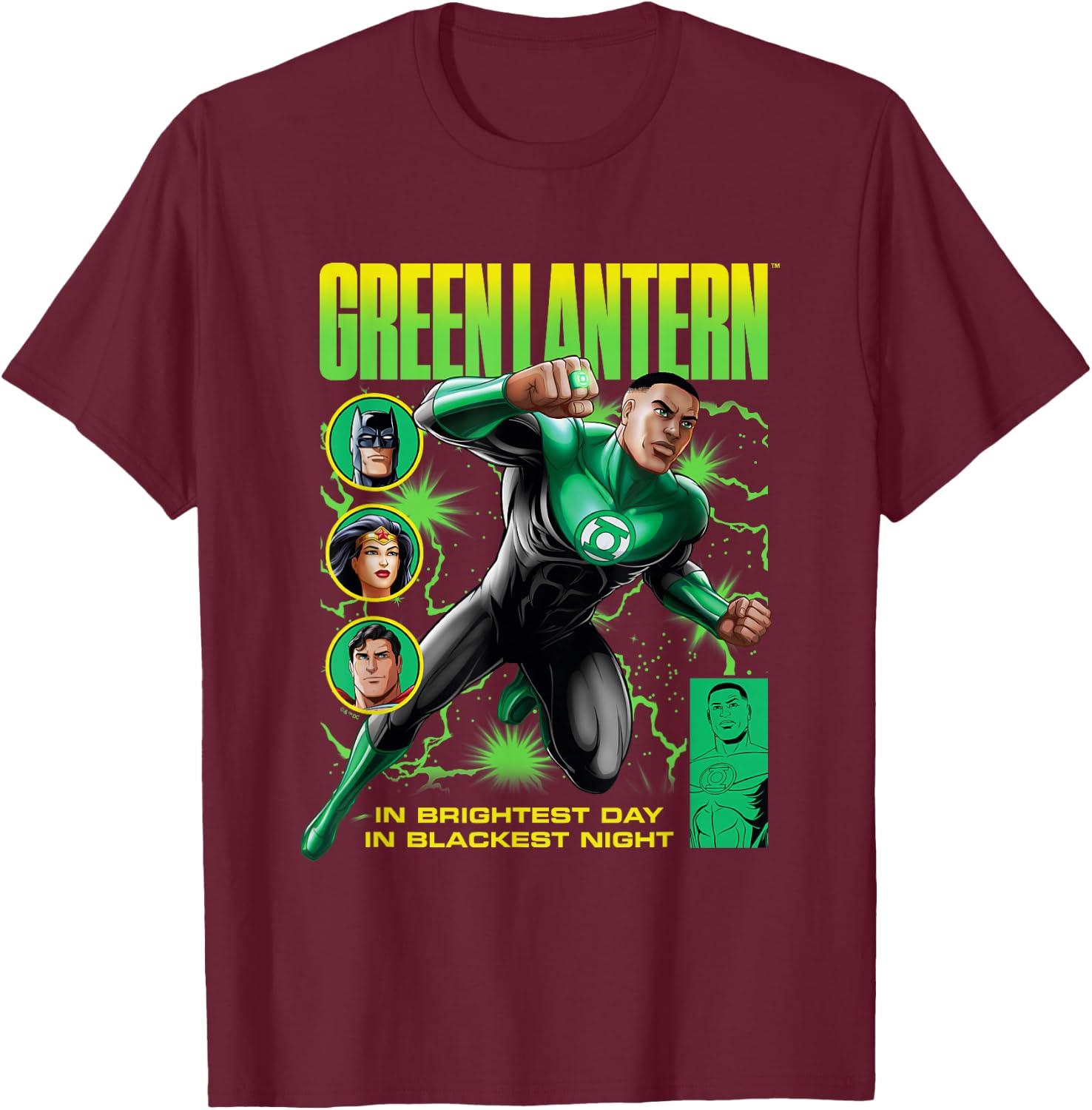 DC Comics Justice League Green Lantern John Stewart Comic T-Shirt - T-Shirt | Maroon