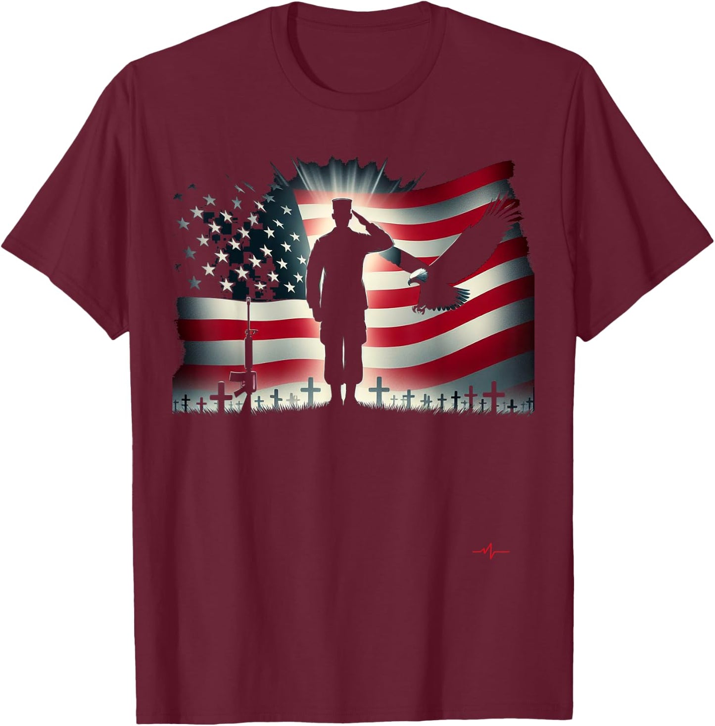 Memorial Day We Will Never Forget Remember The Fallen Flag T-Shirt - T-Shirt | Maroon