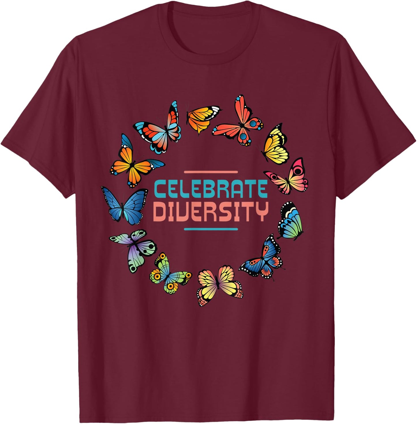 Butterfly Gifts Celebrate Diversity Girl Butterfly T-Shirt - T-Shirt | Maroon