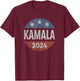 Retro Button Kamala Harris 2024 For President Campaign T-Shirt - T-Shirt | Maroon