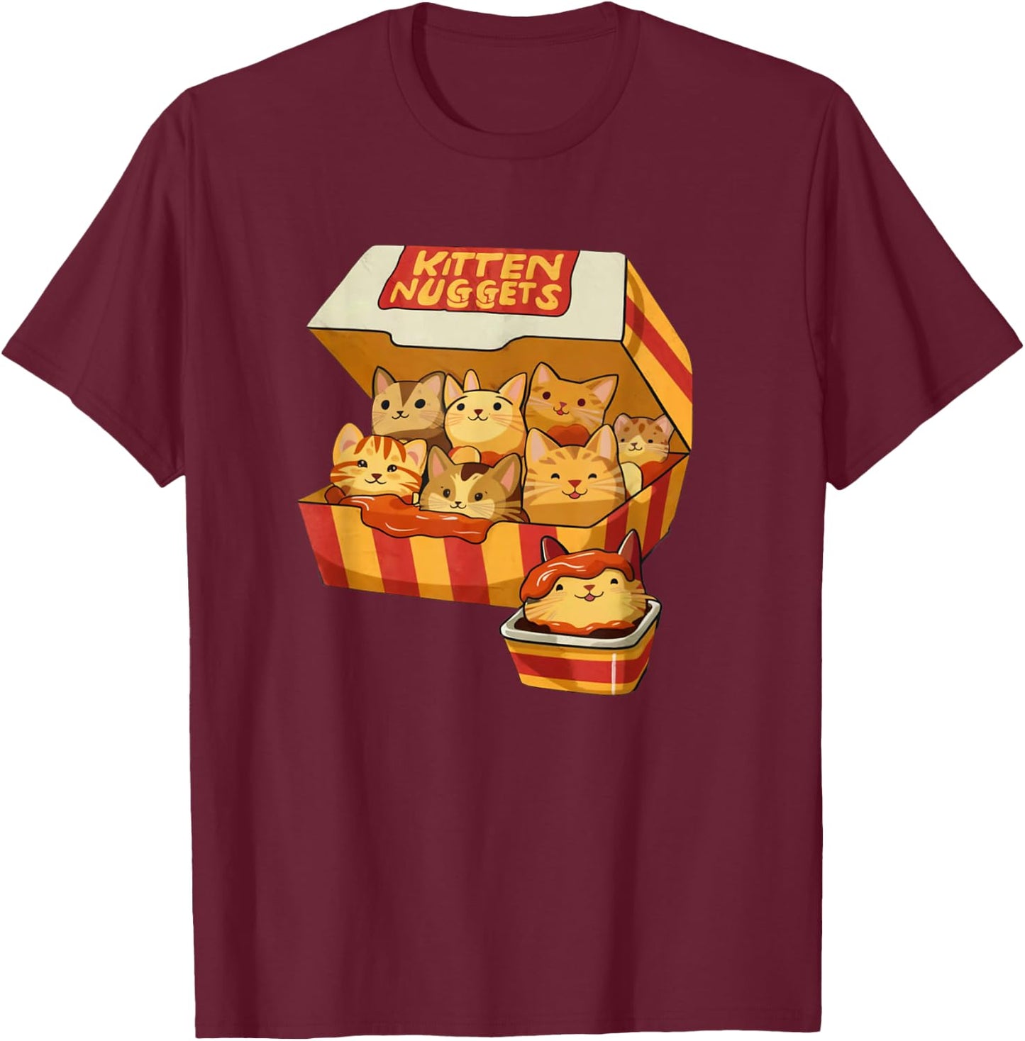 Kitten Nuggets Funny Cat Lover Pun T-Shirt - T-Shirt | Maroon