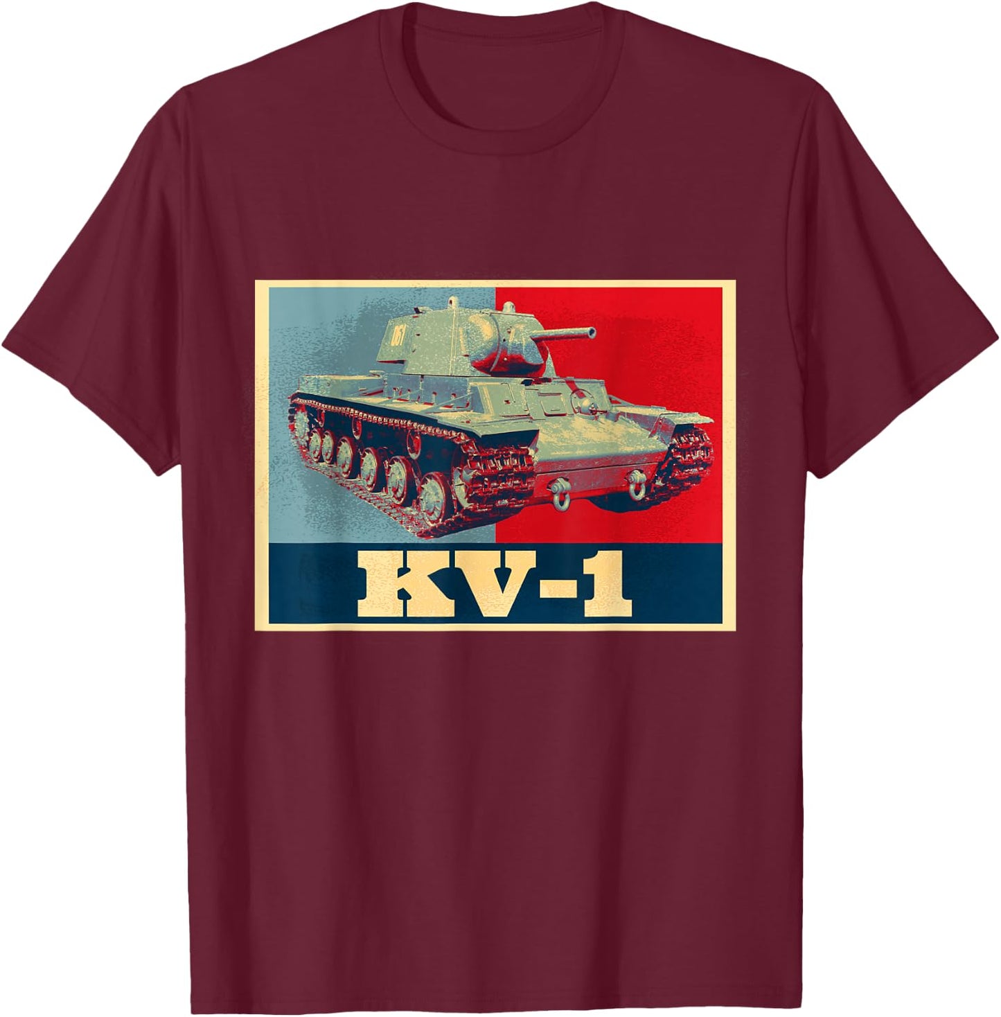 KV-1 Tank Military WW2 Soviet Army WWII Tank Men's Goods Clothes Military T-Shirt - T-Shirt | Maroon