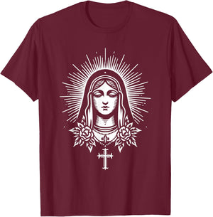 Mother Mary Mama Mary Traditional Tattoo Artist Inked T-Shirt - T-Shirt | Maroon