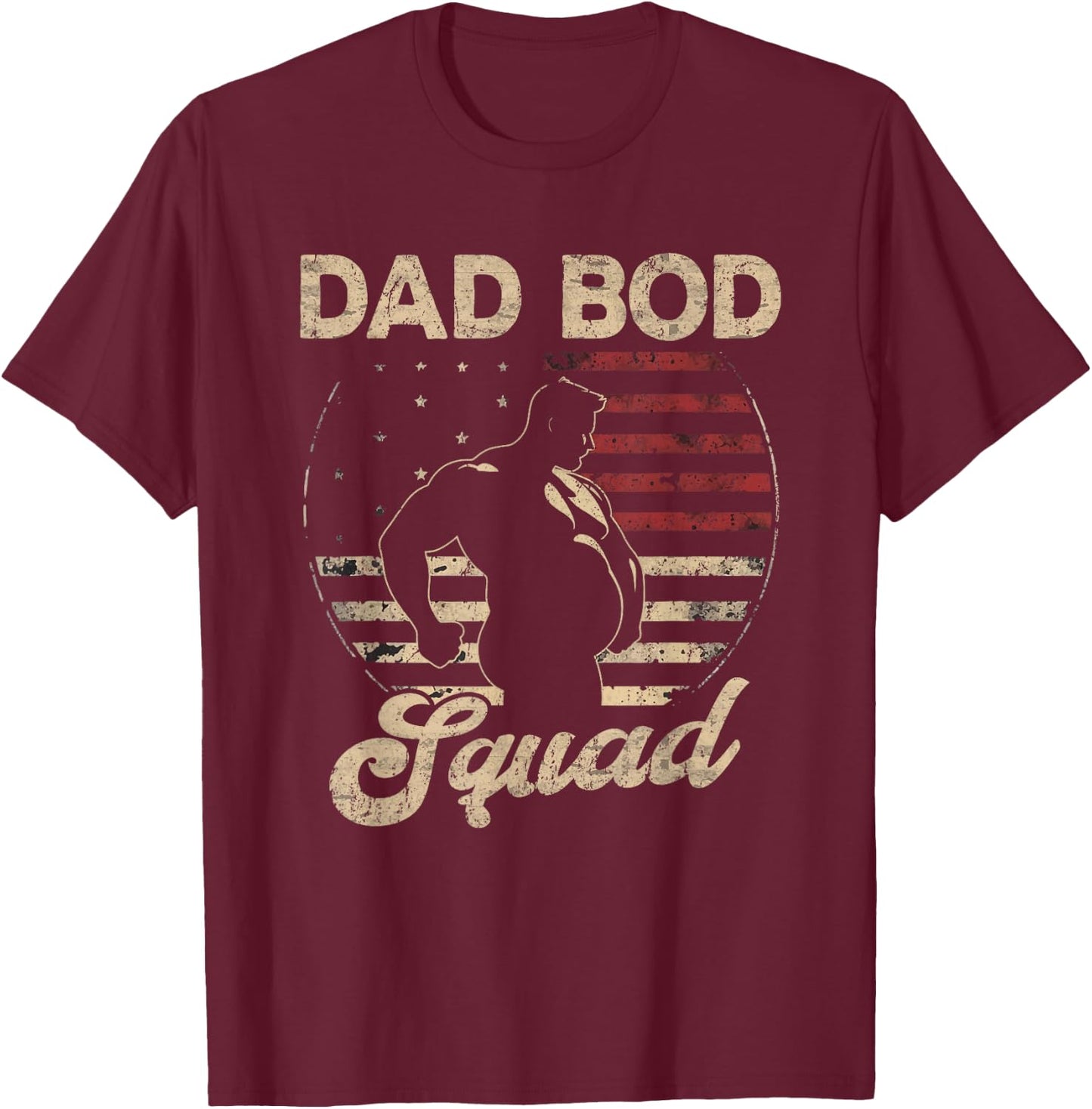 Dad Bod Squad Flag US Beer Belly Posing Father's Day T-Shirt - T-Shirt | Maroon