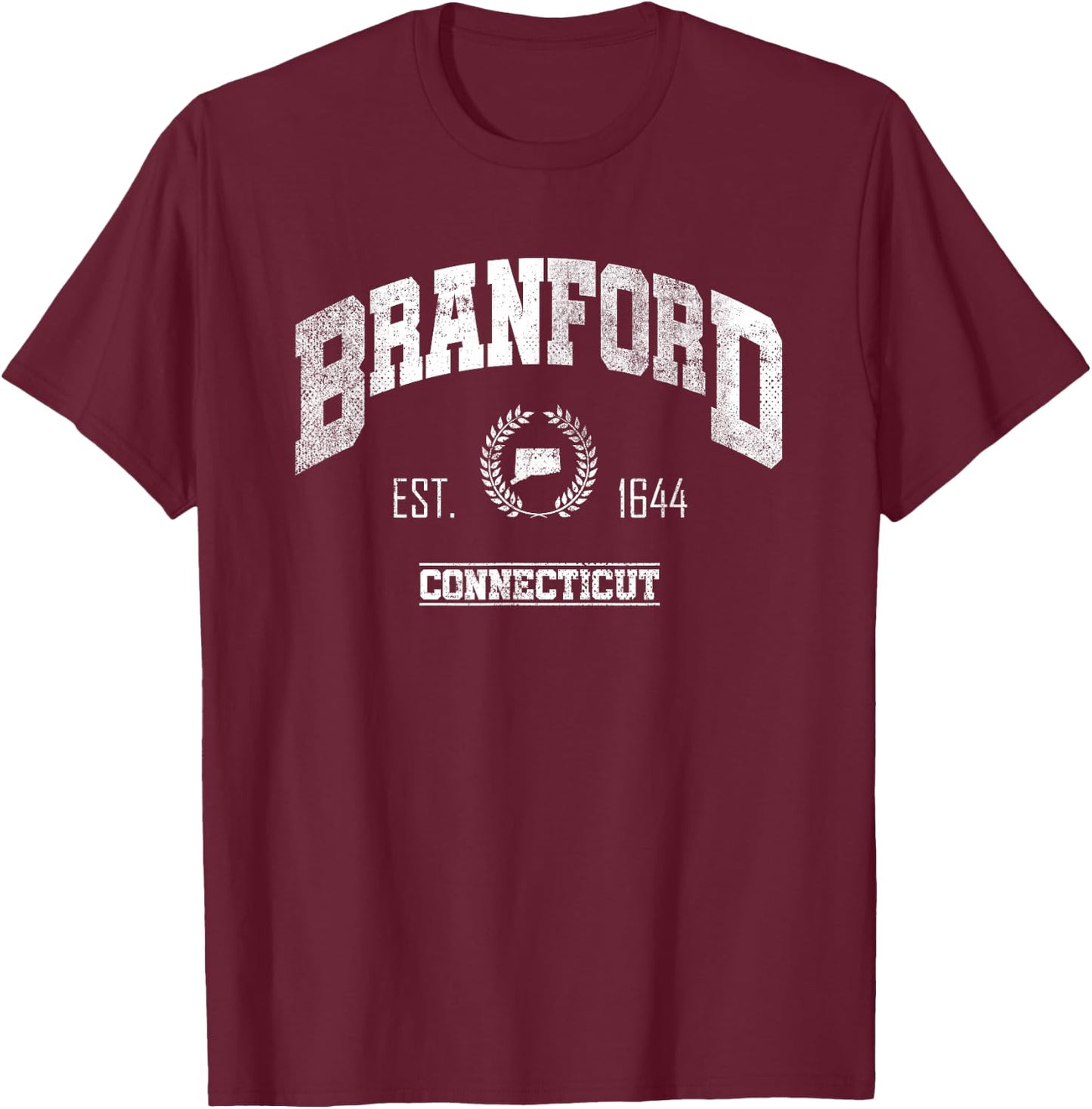 Branford CT | Connecticut | Vintage Throwback T-Shirt - T-Shirt | Maroon