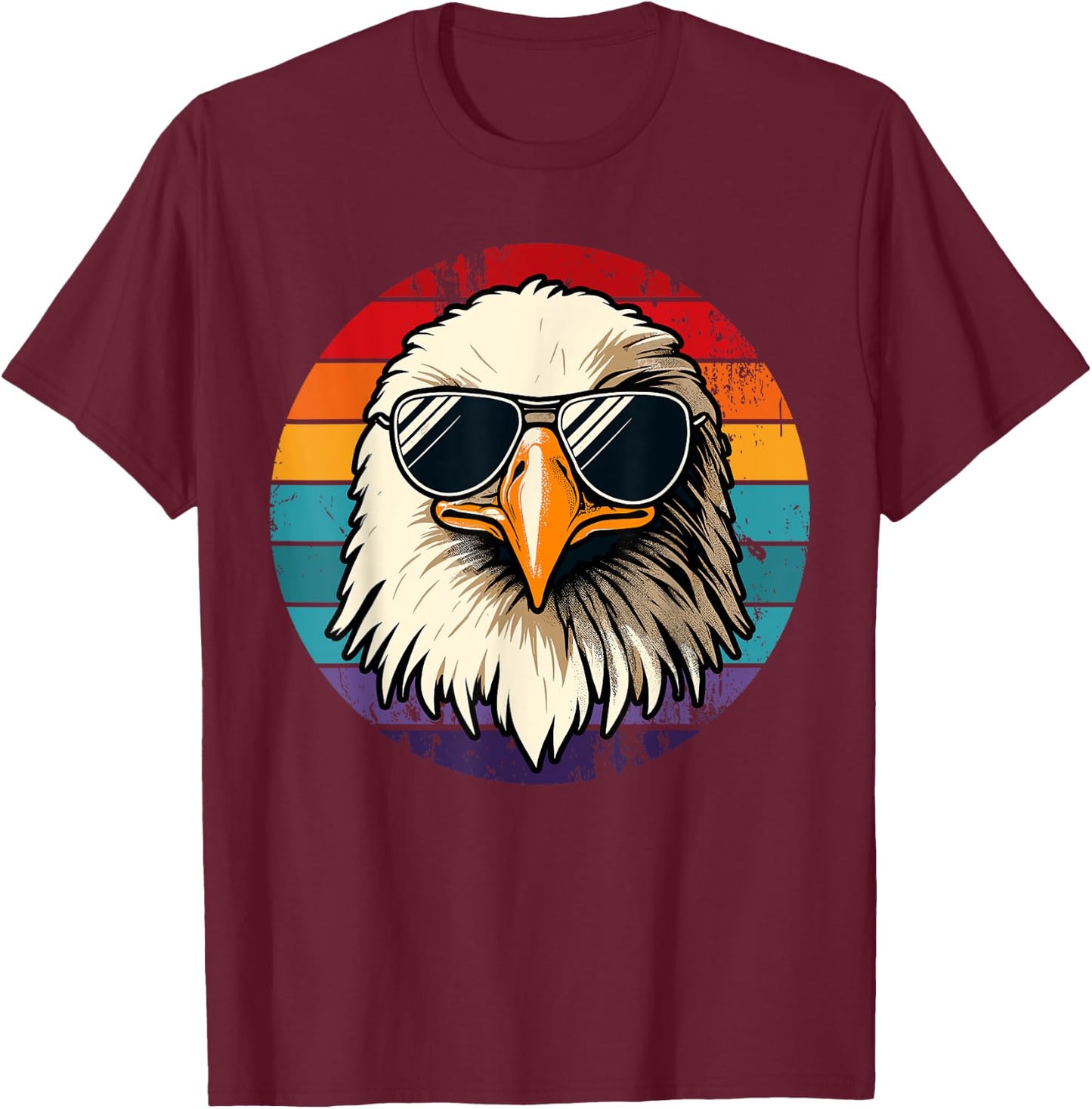 Bald Eagle in Sunglasses Men Women Kids Funny Eagle T-Shirt - T-Shirt | Maroon