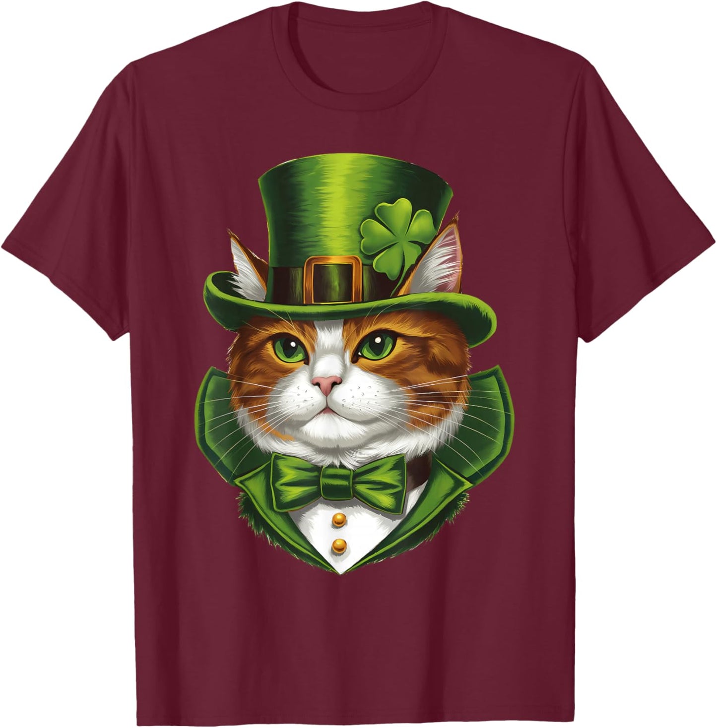 Irish Cat St Patricks Day Catricks Day Kitty Kitten Lover T-Shirt - T-Shirt | Maroon