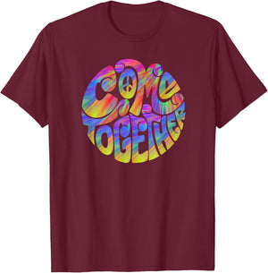 Colorful Come Together Peace Design T-Shirt - T-Shirt | Maroon