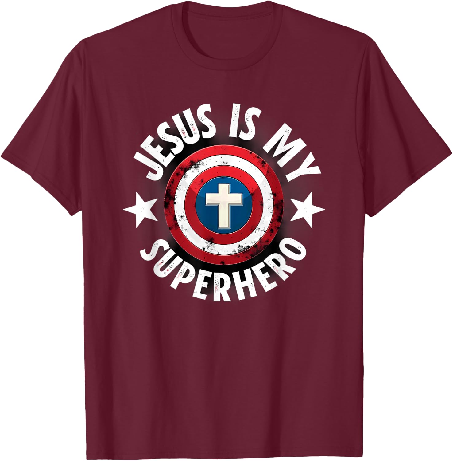 Jesus is My Superhero Christian T-Shirt - T-Shirt | Maroon
