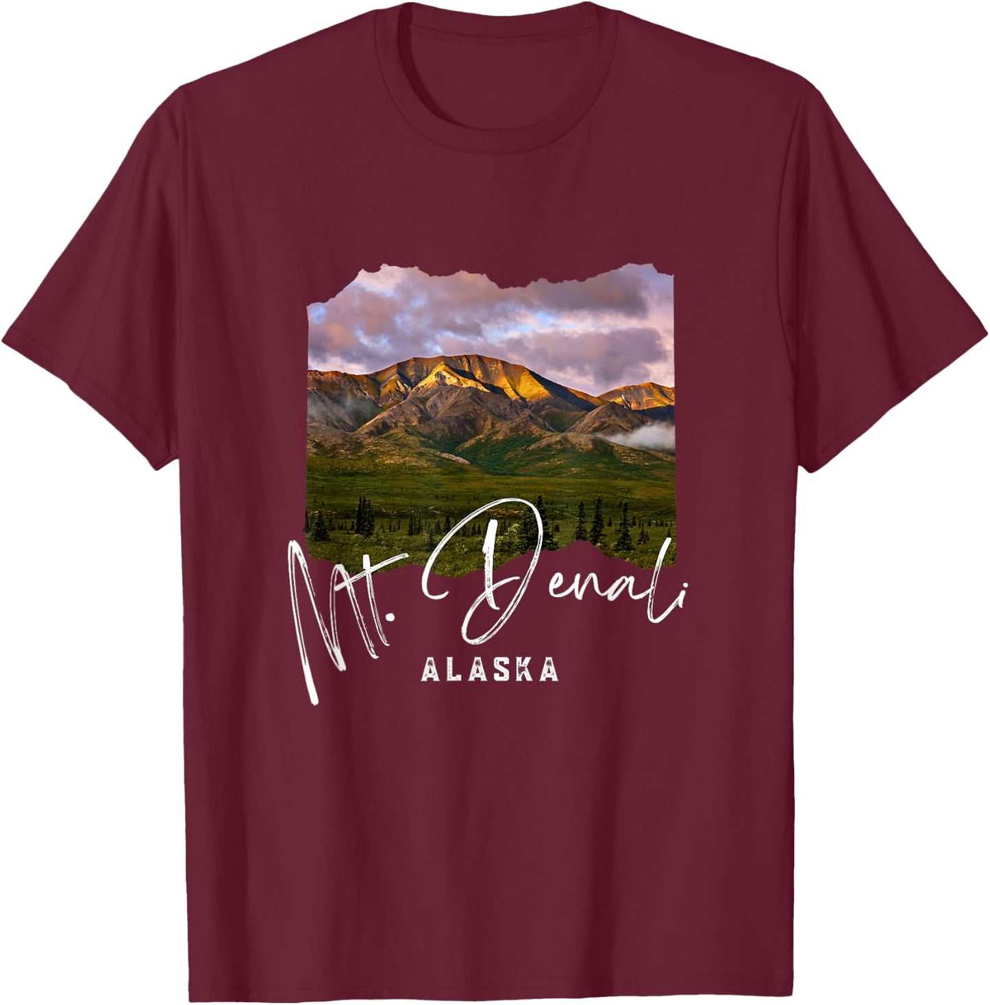 Mount Denali Souvenir / Mt. Denali T-Shirt - T-Shirt | Maroon