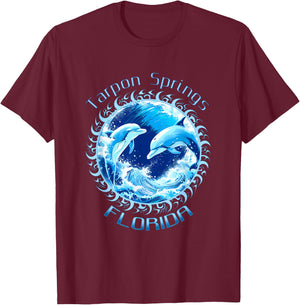Cute Ocean Dolphin Lovers Tarpon Springs Florida Vacation T-Shirt - T-Shirt | Maroon