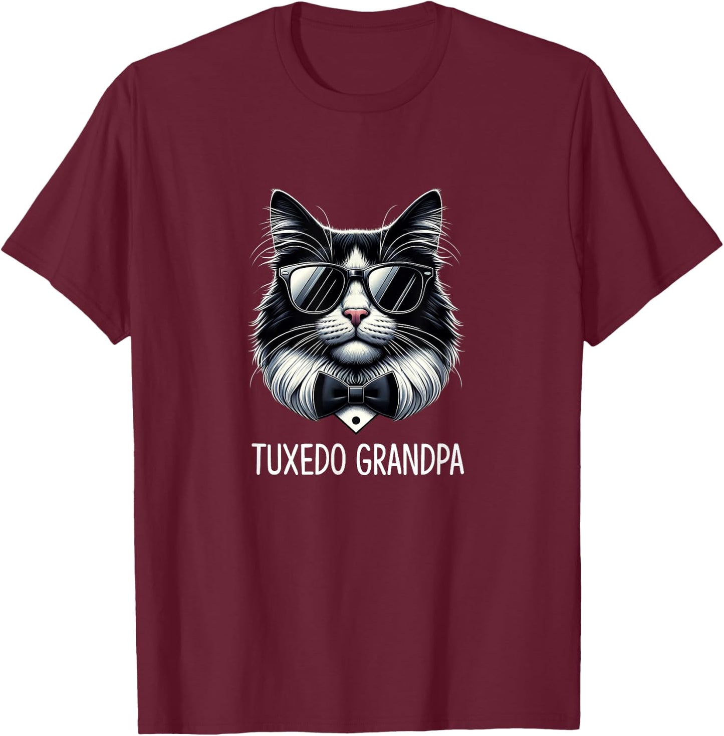 Tuxedo Grandpa - Tuxedo Cat T-Shirt - T-Shirt | Maroon