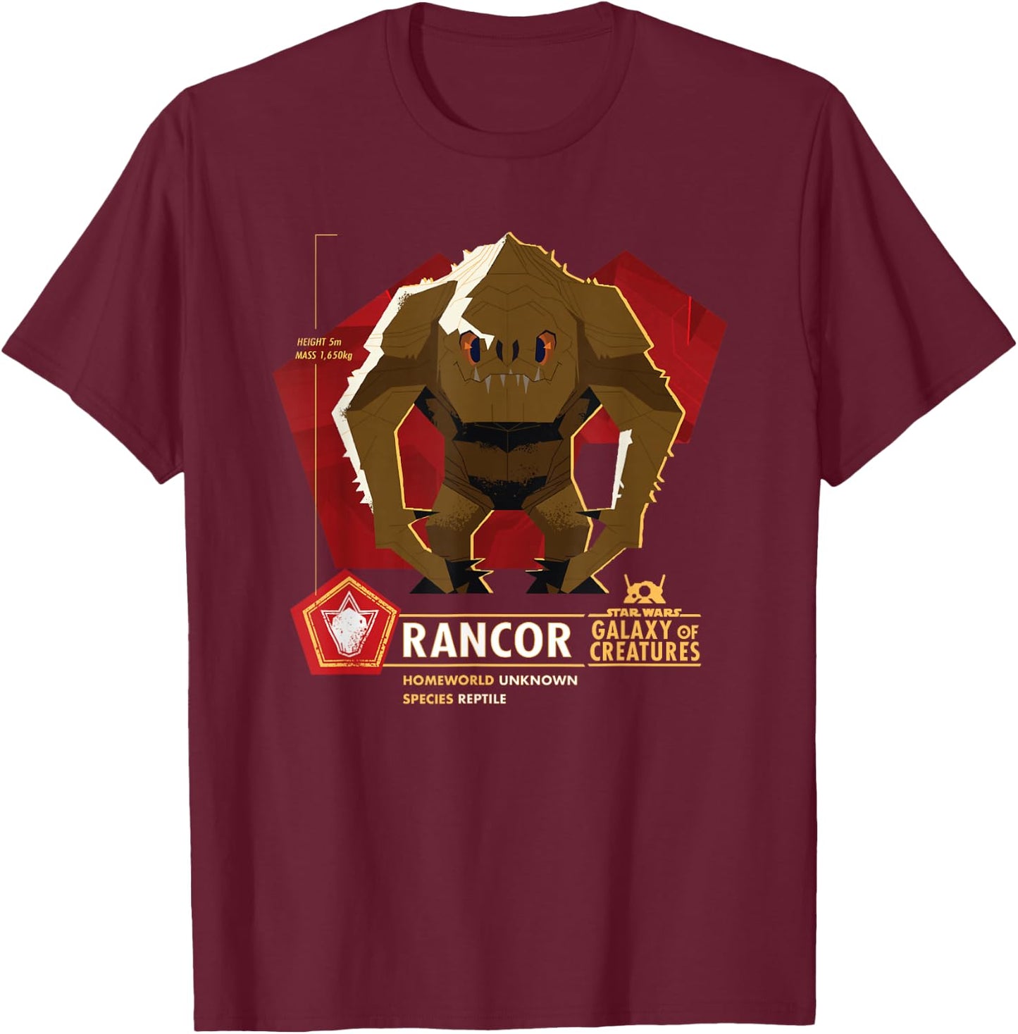 Star Wars Galaxy of Creatures Rancor Reptile T-Shirt - T-Shirt | Maroon