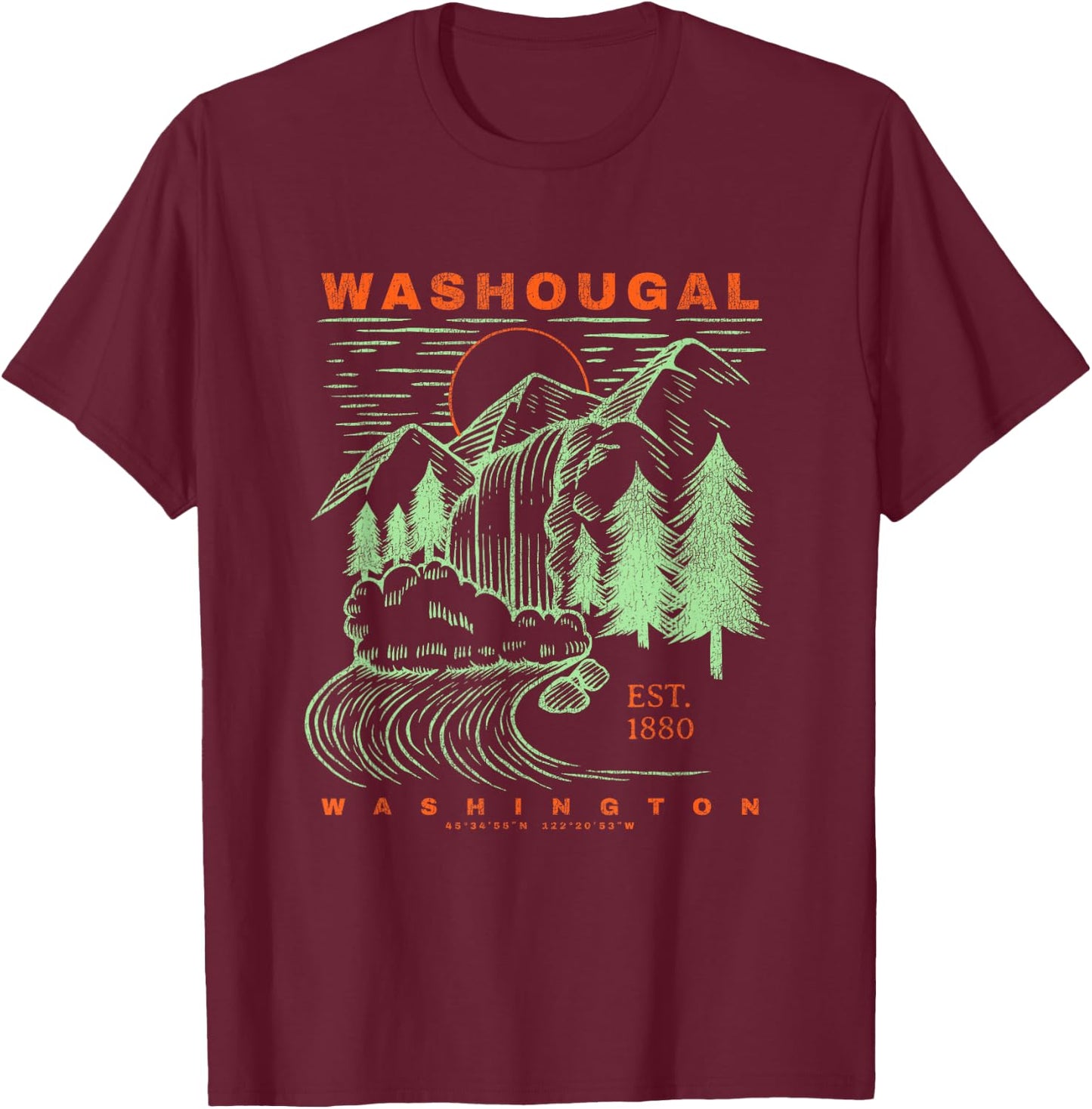 Washougal Washington Cool Travel Souvenir Rustic Washougal T-Shirt - T-Shirt | Maroon