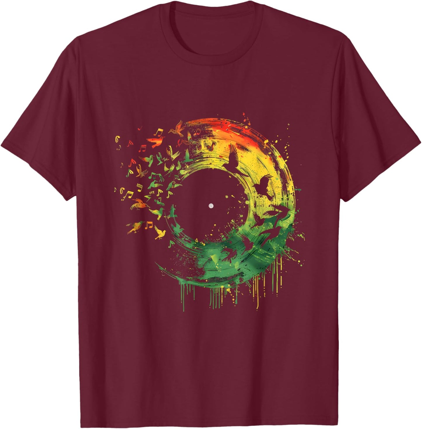 Rasta Reggae Vinyl Rastafari Roots Jamaican Music T-Shirt - T-Shirt | Maroon